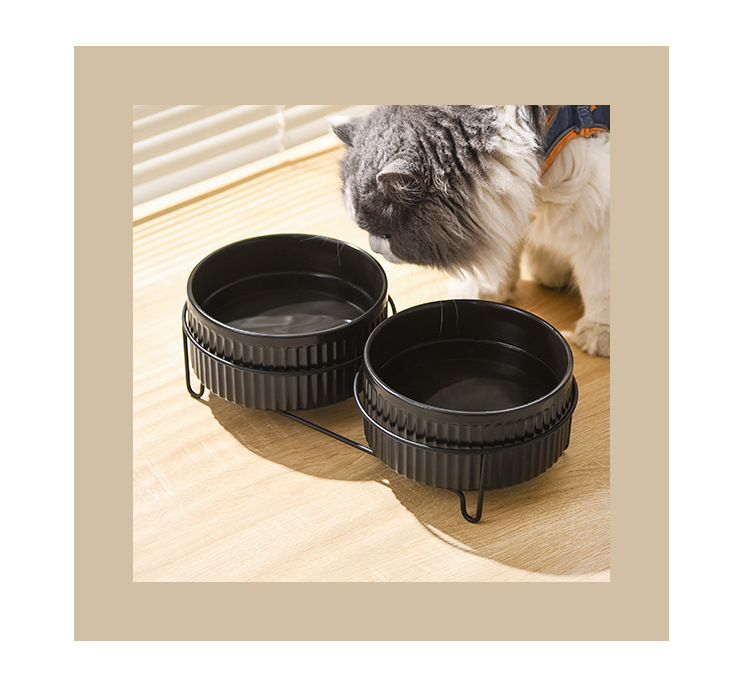 猫咪喝水黑色陶瓷碗猫粮食盆防打翻直口宠物用品抖音同款猫用水盆详情13