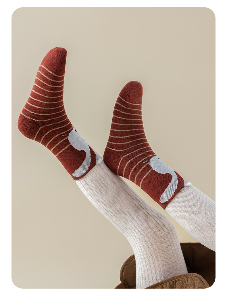 Girls' mid-calf socks Cartoon cute little rabbit Korean version autumn and winter sports socks Student breathable casual thickened socks for warmth pic 21