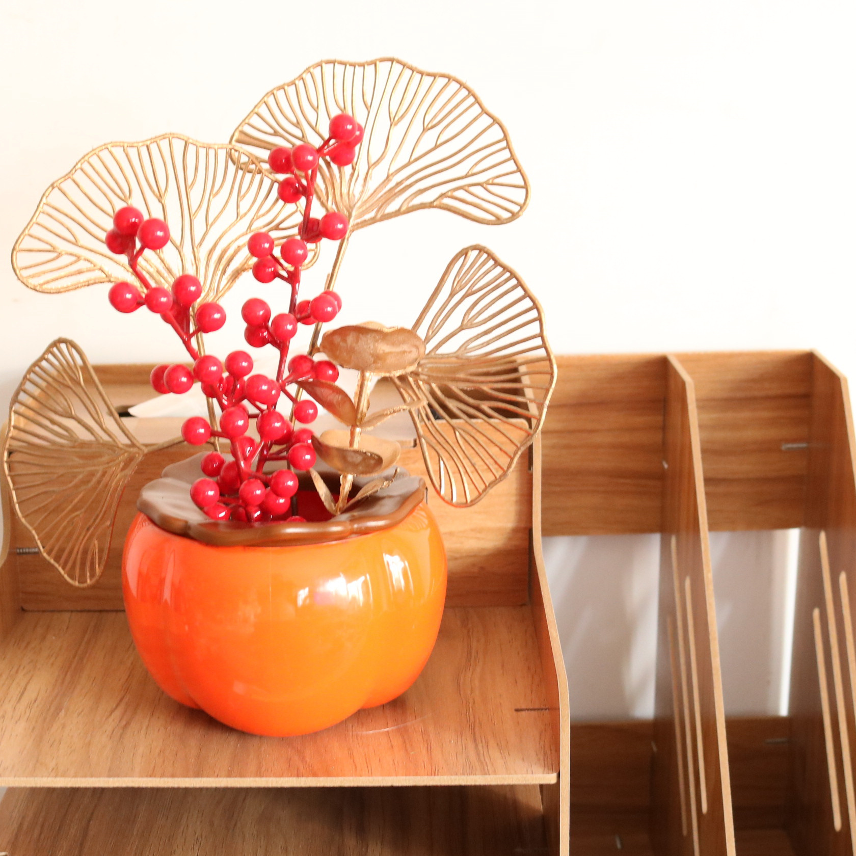 Factory wholesale imitation ceramic persimmon flower POTS, decorative vases, festive persimmon happiness POTS, new Chinese-style plastic flower POTS pic 7