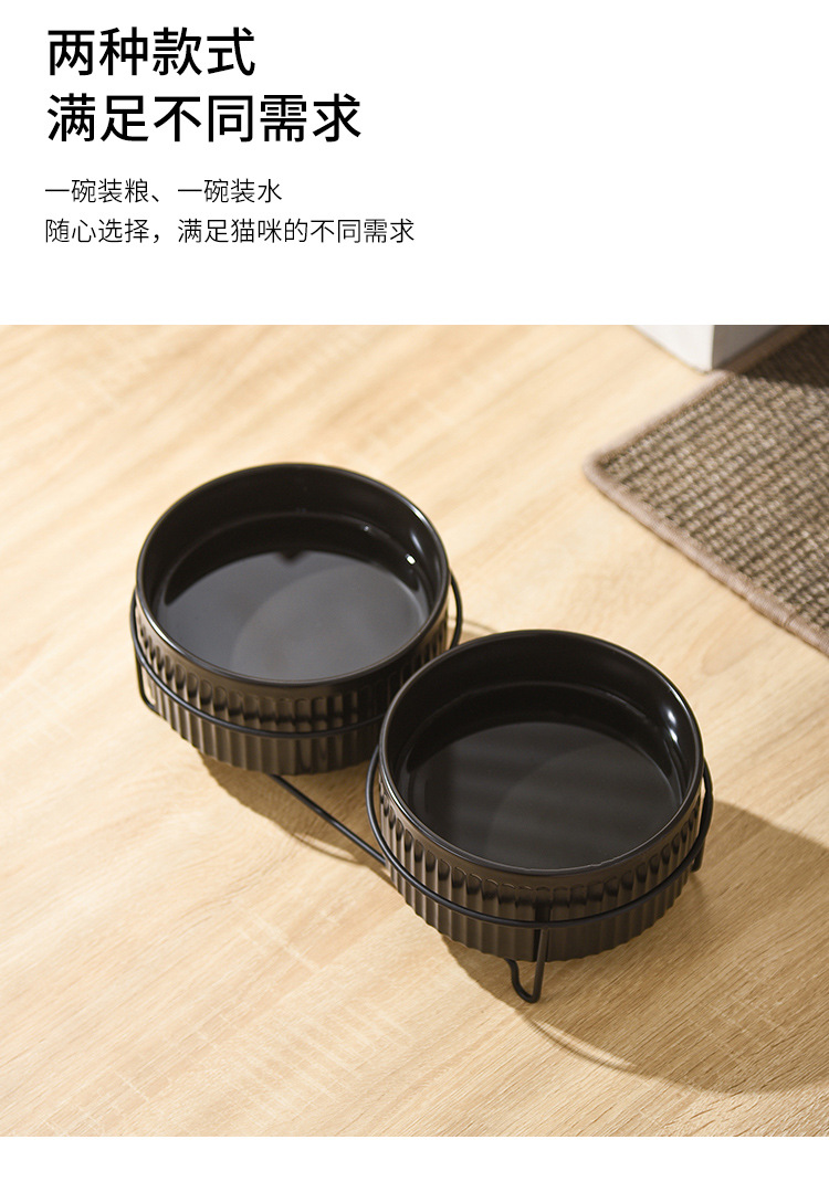 猫咪喝水黑色陶瓷碗猫粮食盆防打翻直口宠物用品抖音同款猫用水盆详情8