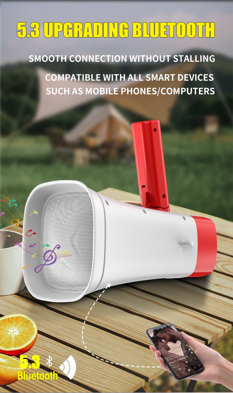 太阳能喊话器无线蓝牙户外录音喇叭叫卖器地摊多功能手持扩音器详情5