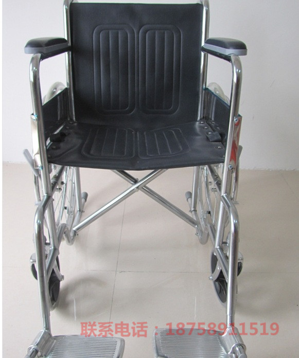 Electroplated leather wheelchair, stainless steel manual wheelchair, foldable light elderly hand-pushed mobility scooter pic 1