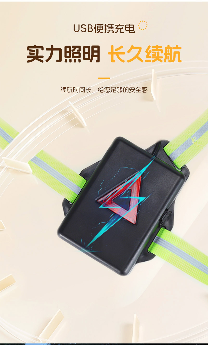 户外夜跑灯USB充电跑步骑行背带灯 穿戴式自行车跑步运动灯供应详情3