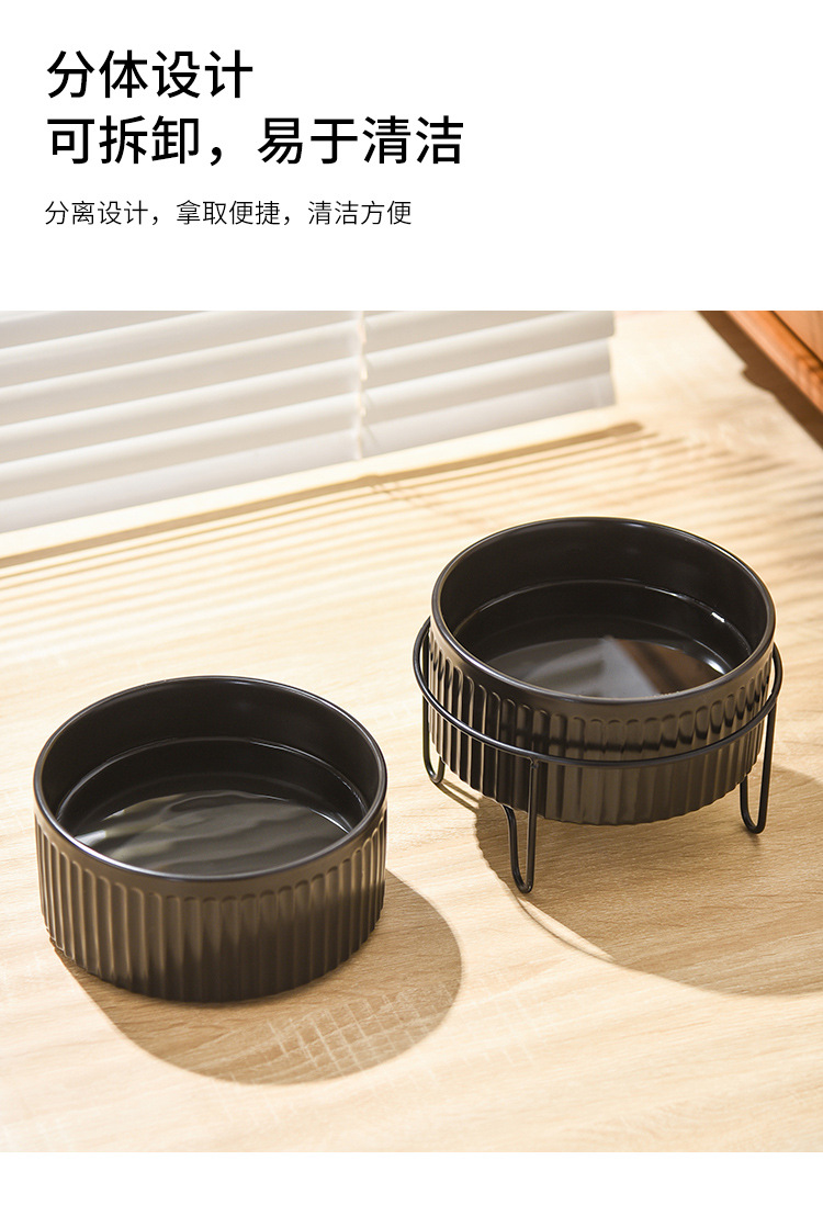 猫咪喝水黑色陶瓷碗猫粮食盆防打翻直口宠物用品抖音同款猫用水盆详情5