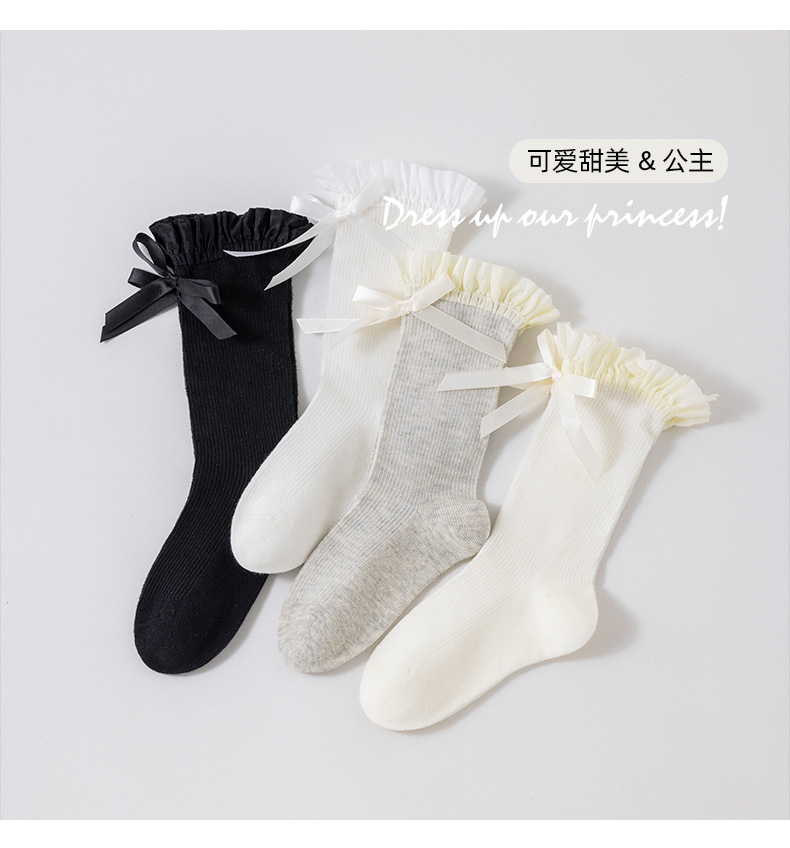 New sweet and cute lace lace-trimmed mid-calf socks with a bow design are in stock pic 9
