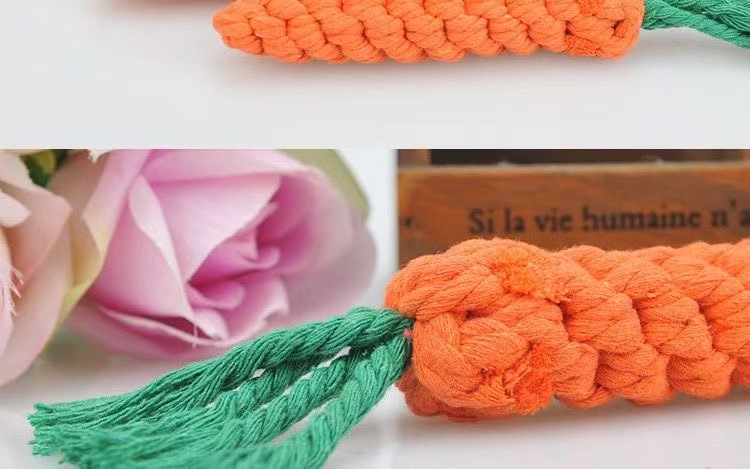 宠物狗狗玩具棉绳胡萝卜手工编织绳结狗玩具磨牙耐咬猫咪批发用品详情5