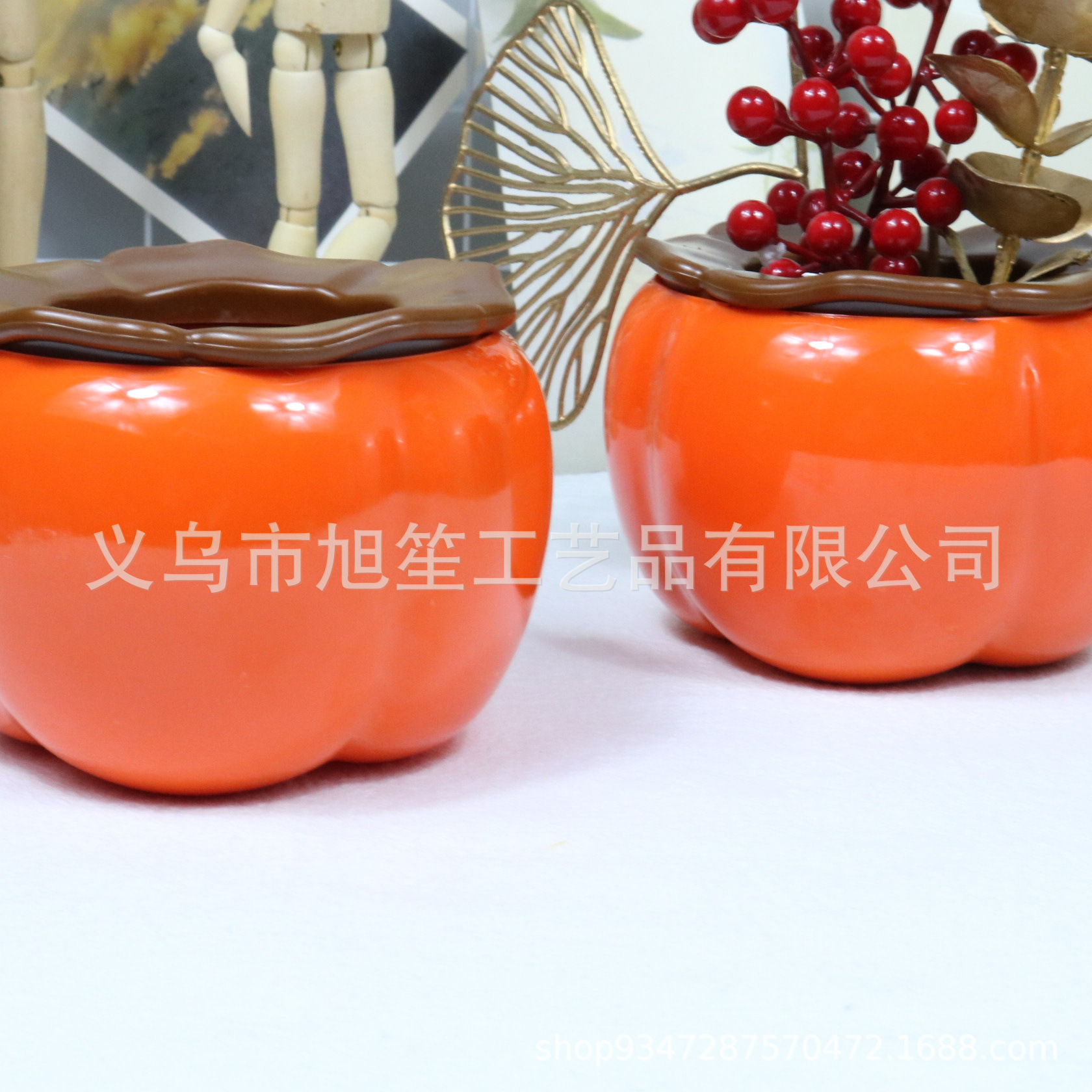 Factory wholesale imitation ceramic persimmon flower POTS, decorative vases, festive persimmon happiness POTS, new Chinese-style plastic flower POTS pic 14