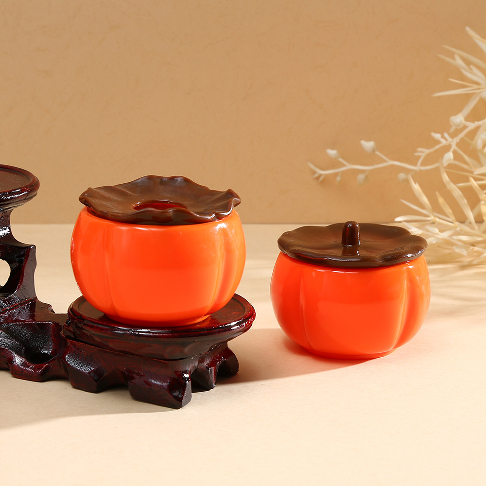 Auspicious persimmons, everything goes well tea canister, storage canister, simulated persimmon decorative item, wedding and housewarming joy, plastic flowerpot pic 2