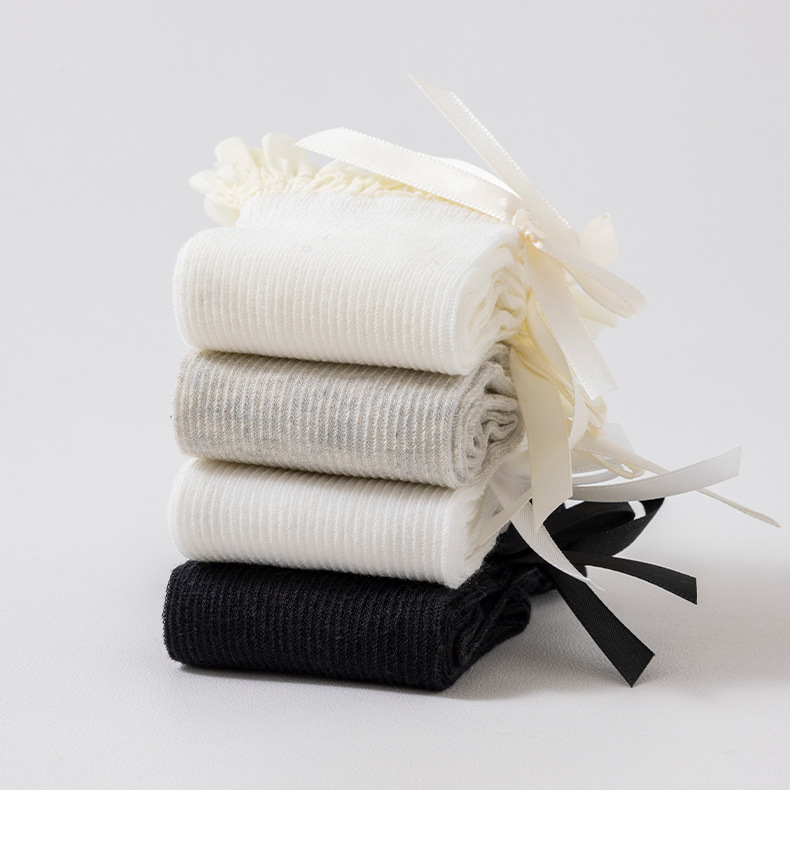 New sweet and cute lace lace-trimmed mid-calf socks with a bow design are in stock pic 12