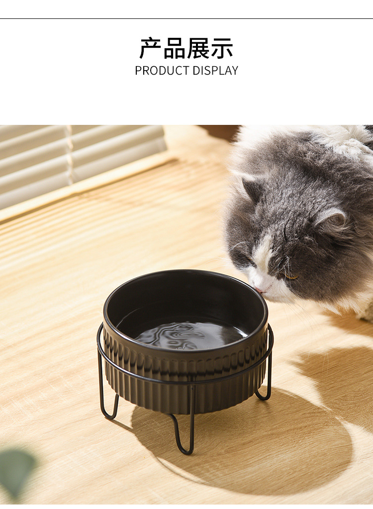 猫咪喝水黑色陶瓷碗猫粮食盆防打翻直口宠物用品抖音同款猫用水盆详情10