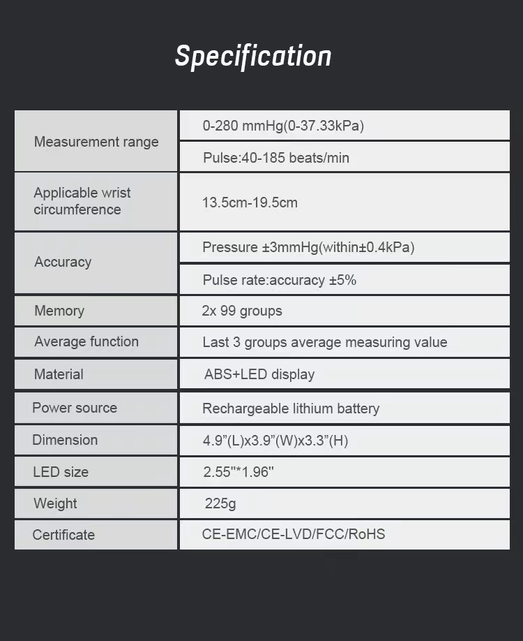 Rechargeable blood pressure monitor with neutral English packaging and fully automatic voice broadcast in multiple languages pic 14