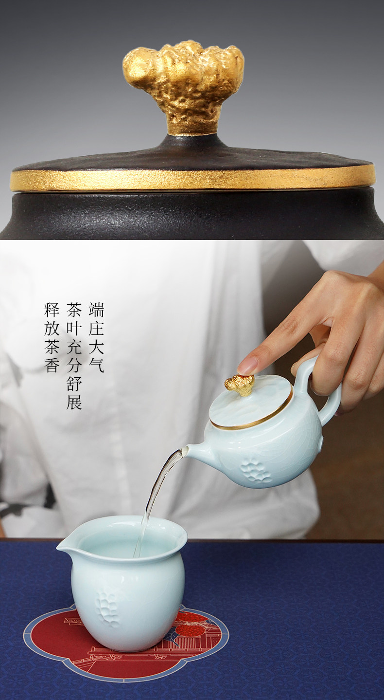 Lu Bao Ceramic New Year Tea Set Gift Box Set, purple clay pottery coat, for leaders, elders, and clients to brew tea together with the tide pic 3