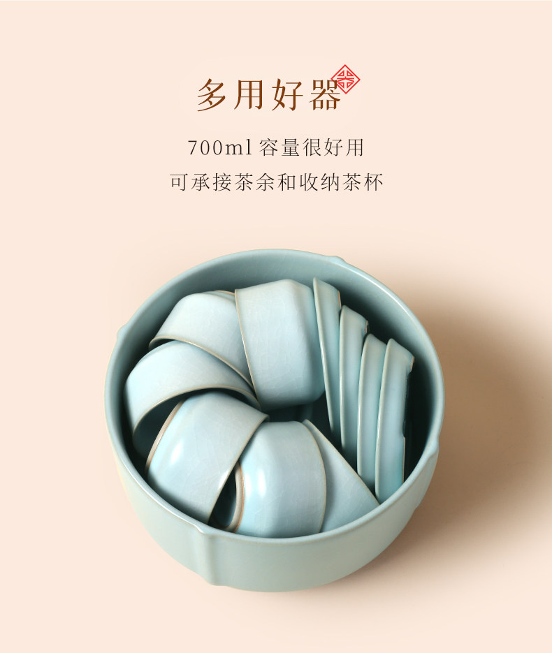 Taiwan Lu Bao Antique Ru Kiln Tea sets, high-end home and office tea set, Rain Over Sky Green Tea Set Gift box pic 12