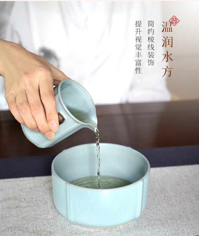 Taiwan Lu Bao Antique Ru Kiln Tea sets, high-end home and office tea set, Rain Over Sky Green Tea Set Gift box pic 11