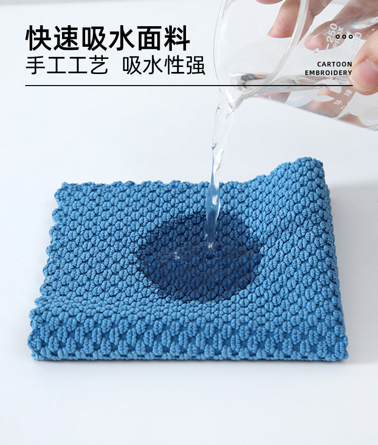 Yiwu factory direct sales pearl texture not easy to stick to oil kitchen cleaning cloths, decontamination Contel thickened absorbent cleaning cloths, custom multi-functional pearl cleaning cloths pic 10