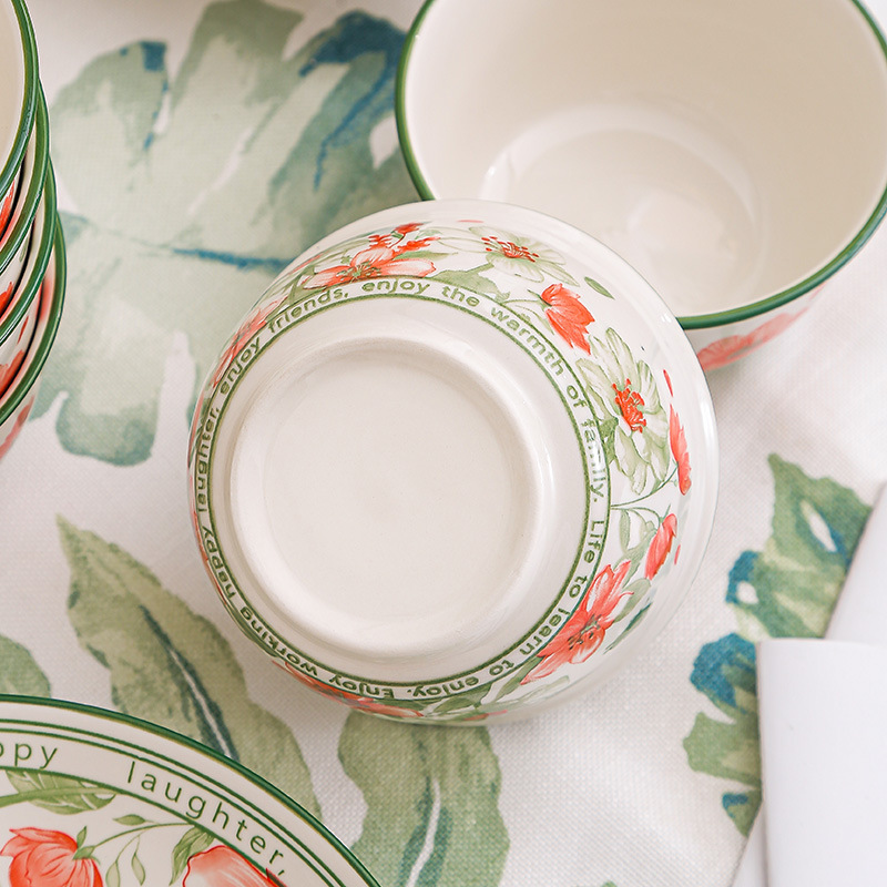 Ceramic tableware, flower-patterned bowl and plate sets, gift boxes, cross-border bowls and spoons, souvenirs, event small gifts, wholesale bowls and utensils pic 9