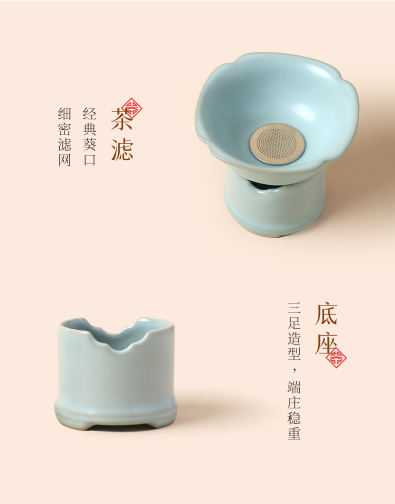 Taiwan Lu Bao Antique Ru Kiln Tea sets, high-end home and office tea set, Rain Over Sky Green Tea Set Gift box pic 10
