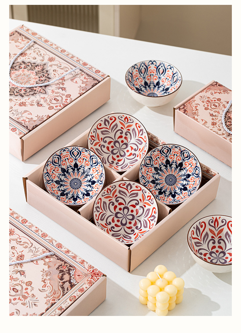 Ceramic gift tableware set, bowl set, bowl set, chopsticks set, gift box, four bowls and four chopsticks, opening event gifts pic 14