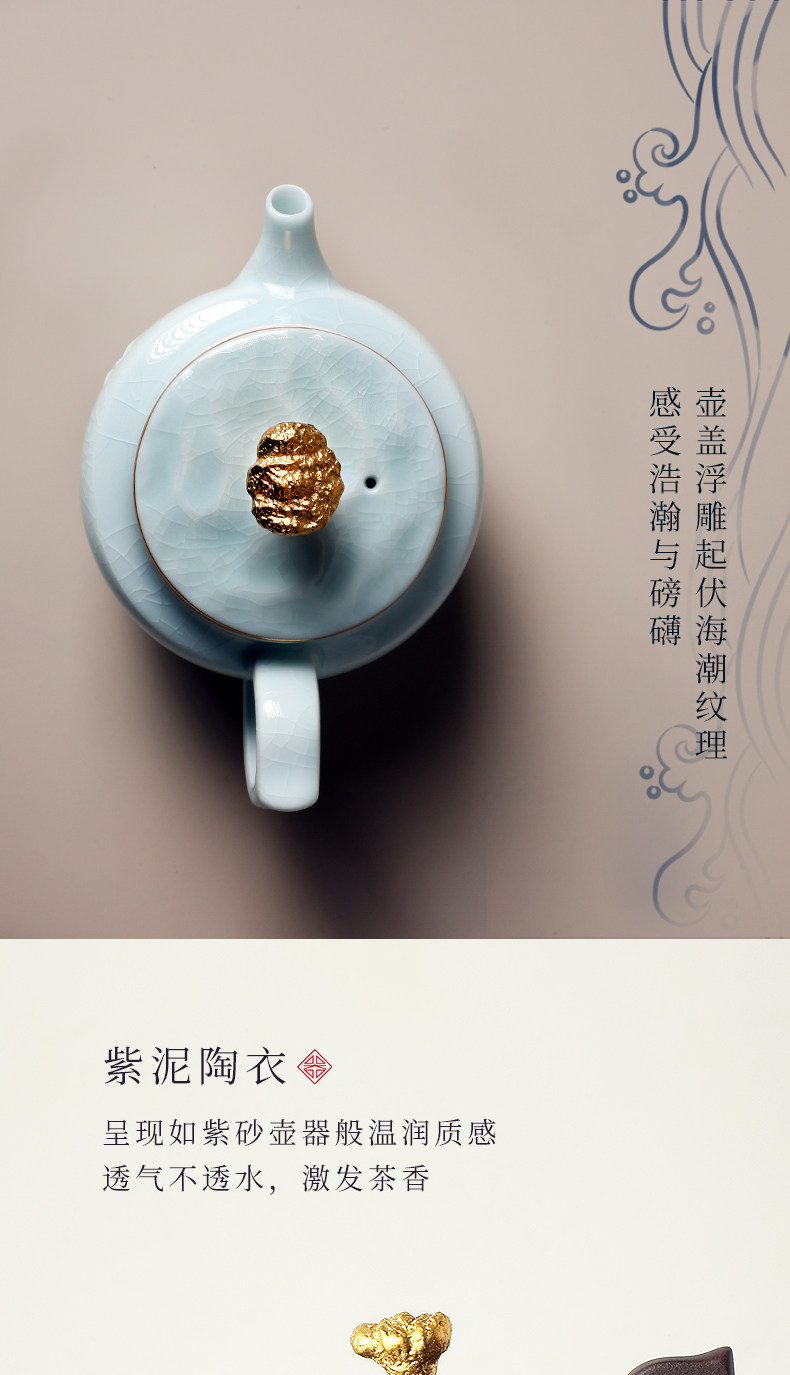 Lu Bao Ceramic New Year Tea Set Gift Box Set, purple clay pottery coat, for leaders, elders, and clients to brew tea together with the tide pic 4