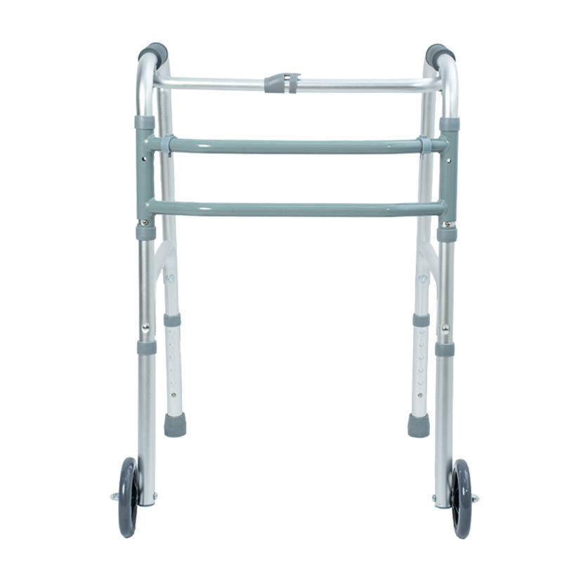 The elderly walking aid is made of lightweight aluminum alloy with anti-slip wheels and adjustable height. It is a folding learning walker and a walking stick. It is a rehabilitation device pic 3
