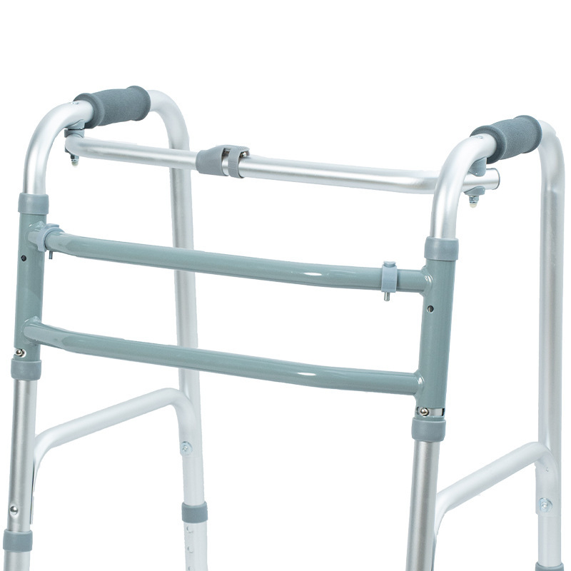 The elderly walking aid is made of lightweight aluminum alloy with anti-slip wheels and adjustable height. It is a folding learning walker and a walking stick. It is a rehabilitation device pic 5