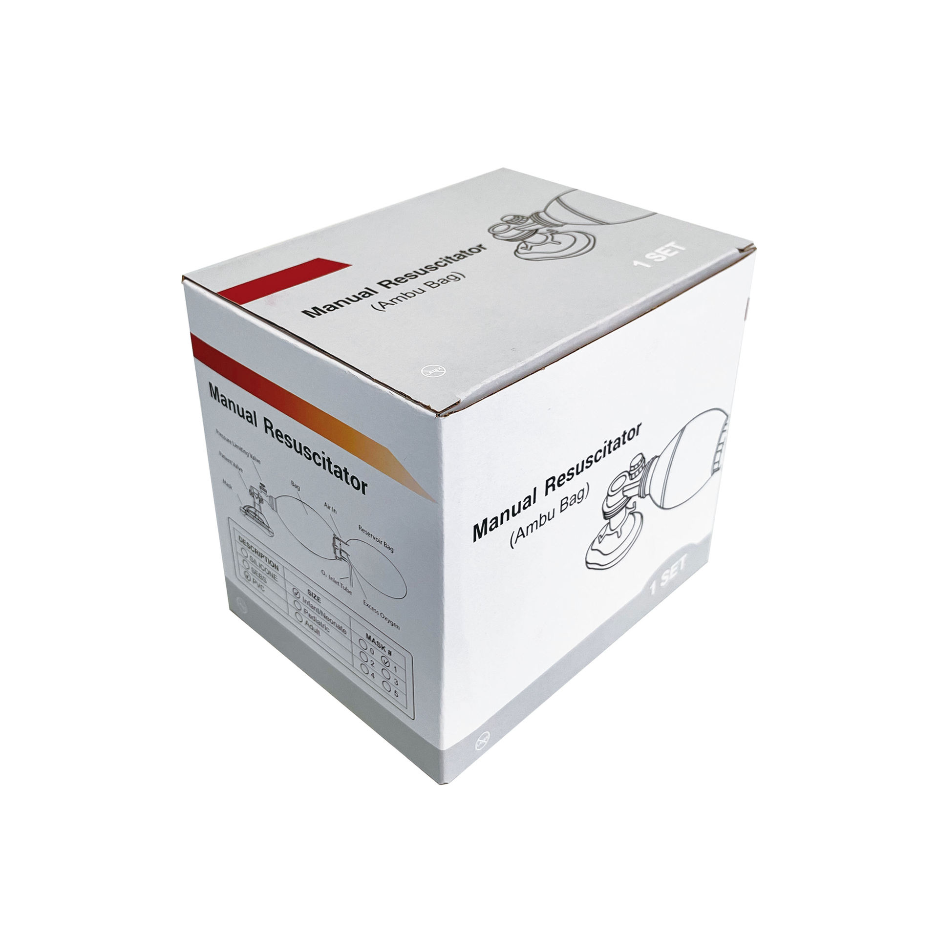 PVC simple respirator, artificial respiration resuscitation airbag, manual Resuscitator, color box packaging for export pic 4
