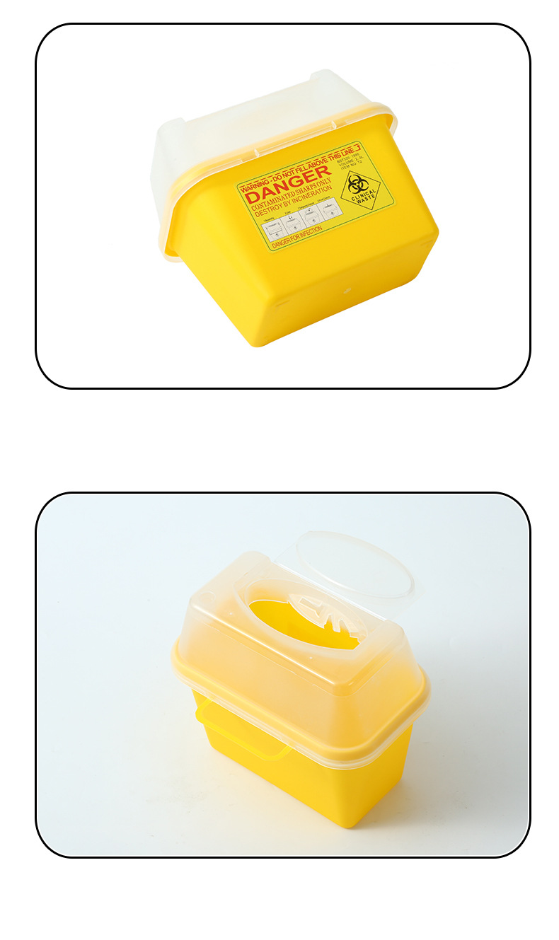 Hospital clinic disposable medical 7L sharp tool box, flip lid, push lid, square sharp tool box, needle box, syringe pic 8
