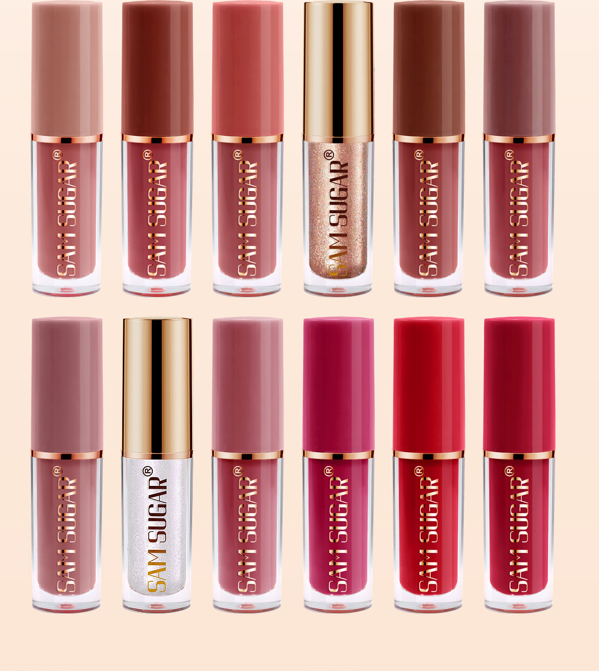 SAM Sugar 12-color Book Lip Gloss Set Matte Matte non-stick Cup Lip Gloss Lipstick Cross-border Makeup wholesale pic 6