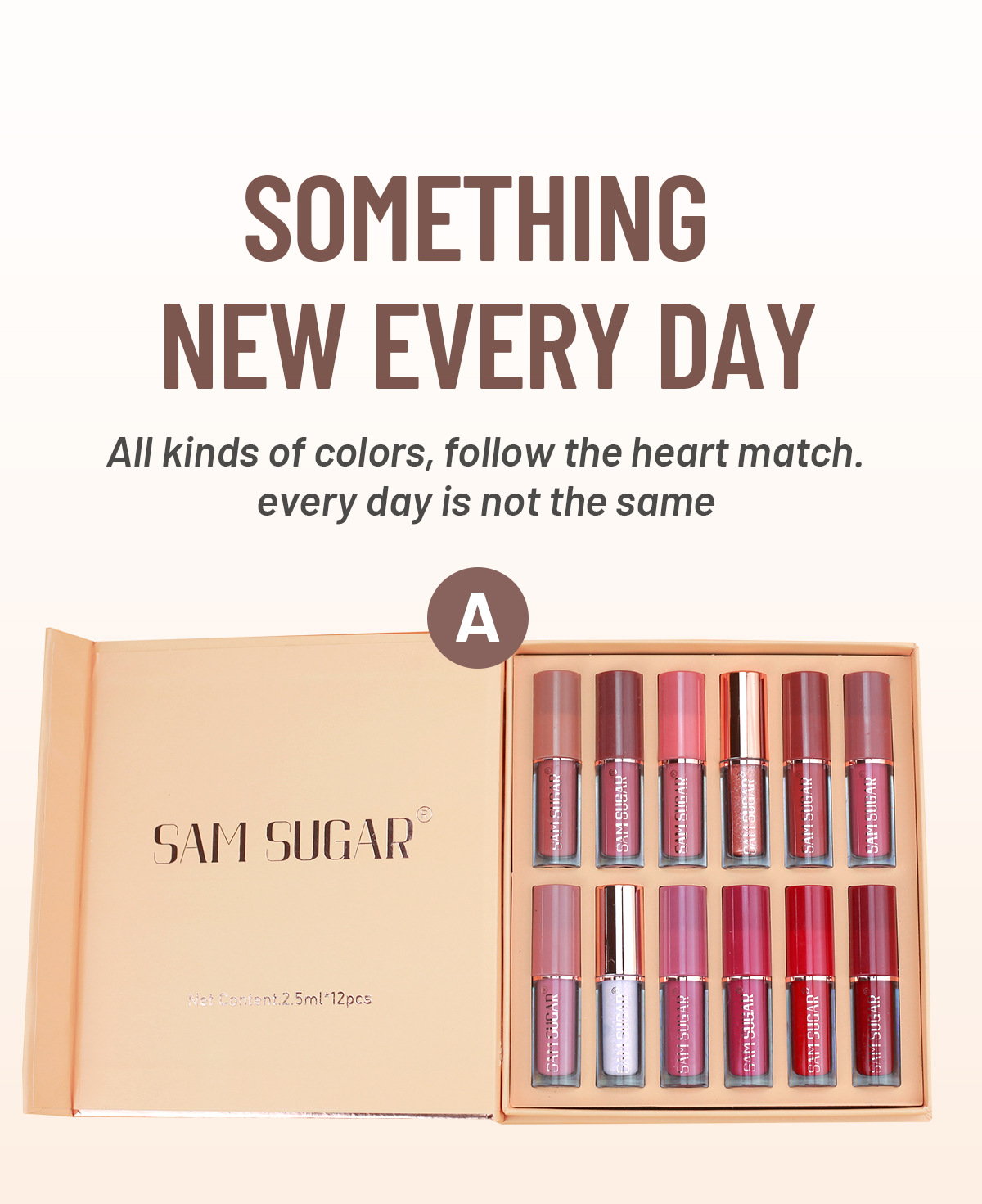 SAM Sugar 12-color Book Lip Gloss Set Matte Matte non-stick Cup Lip Gloss Lipstick Cross-border Makeup wholesale pic 5