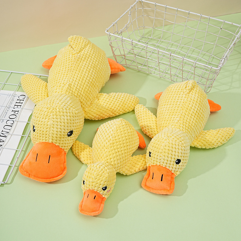In stock, there are dog toys in stock, such as plush sleeping duck toys, which are tough to chew, can make sounds to relieve boredom, and small and medium-sized dog pet sound toys pic 1