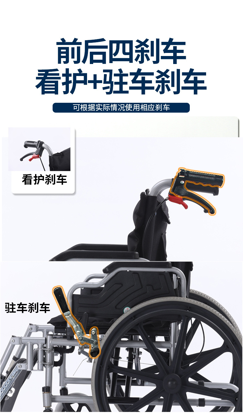 Widened and enlarged wheelchair, specially designed for the elderly, lightweight folding, reinforced, paralyzed elderly and obese people, thickened wheelchair pic 4