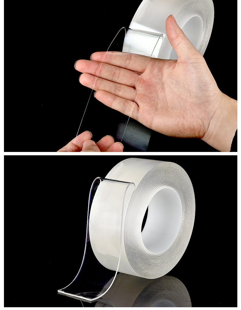 纳米双面胶高粘度无痕挂钩胶亚克力双面胶透明魔力胶带防水纳米胶详情12