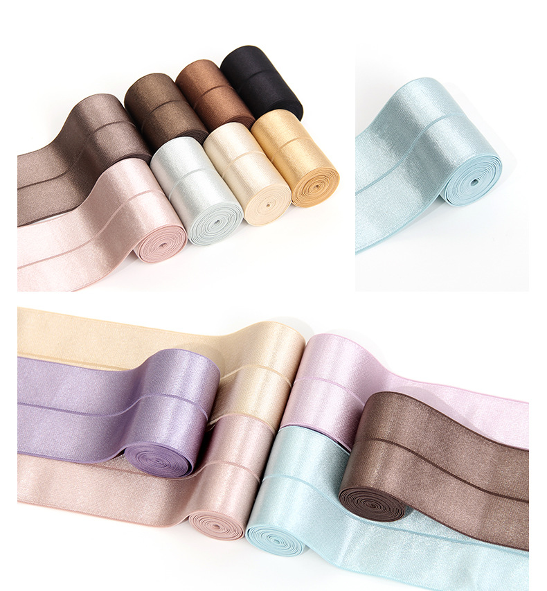 Colorful light fiber folded elastic band yoga pants and dance dress waist and head smooth thread widened one-foot elastic webbing pic 4