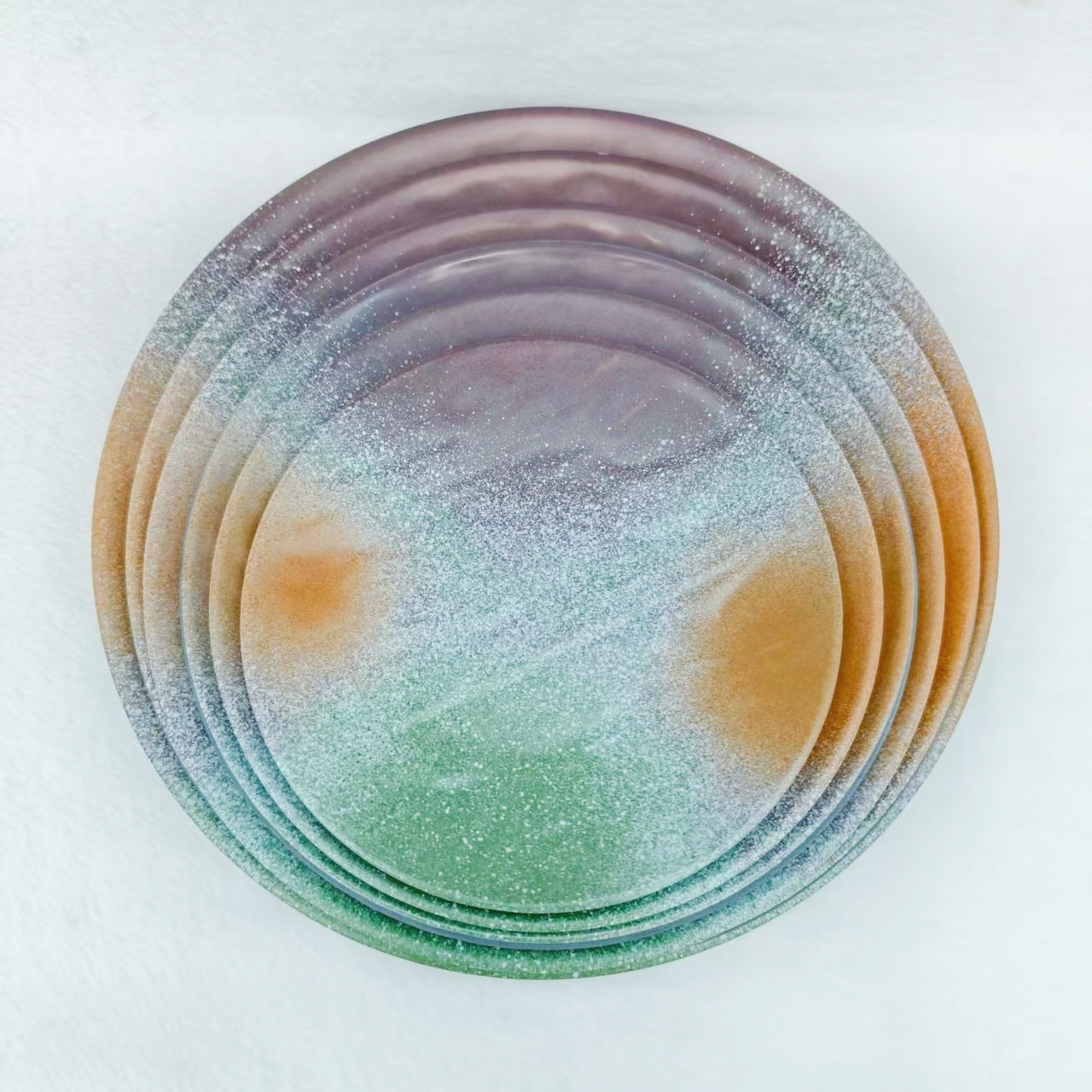 抽象艺术圆形彩绘盘水晶树香薰详情16