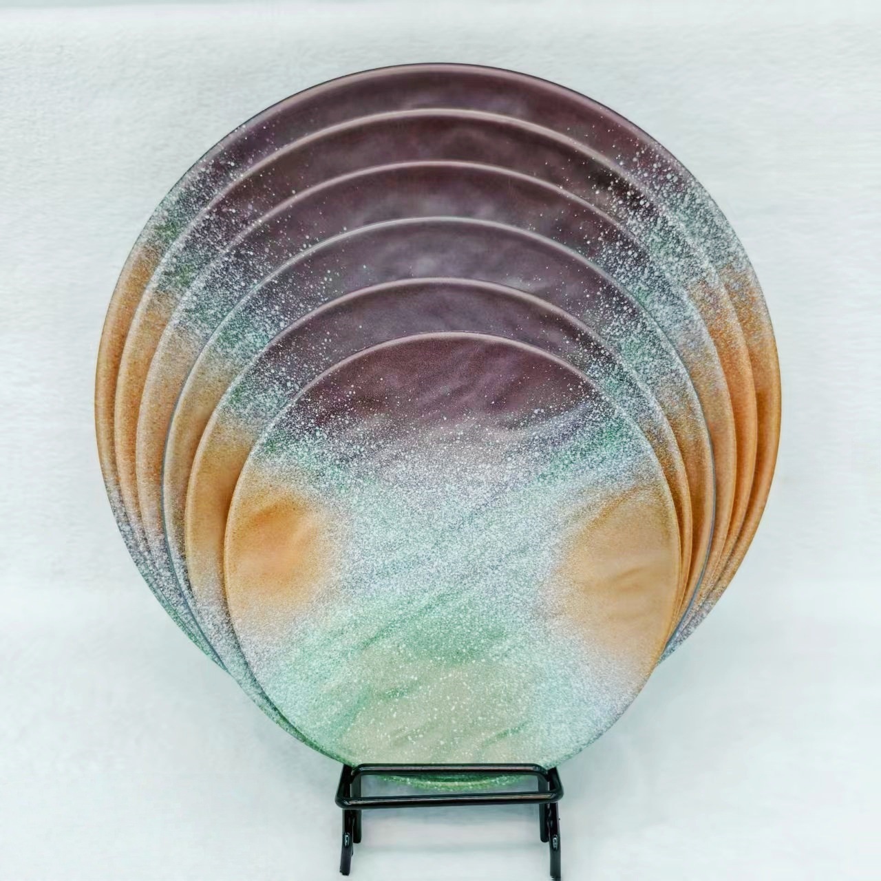 宋锦浮雕描金靠山图壁画卧室装饰画五区圆形渐变色盘详情10