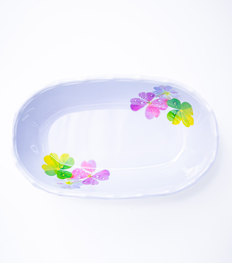 绿色植物图案椭圆形果盘干果摆放盘坚果分隔容器竹制餐具详情2