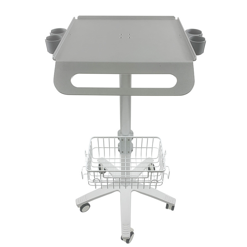 Foreign trade medical manual trolley, lifting type ultrasound trolley with storage basket, medical equipment trolley pic 1