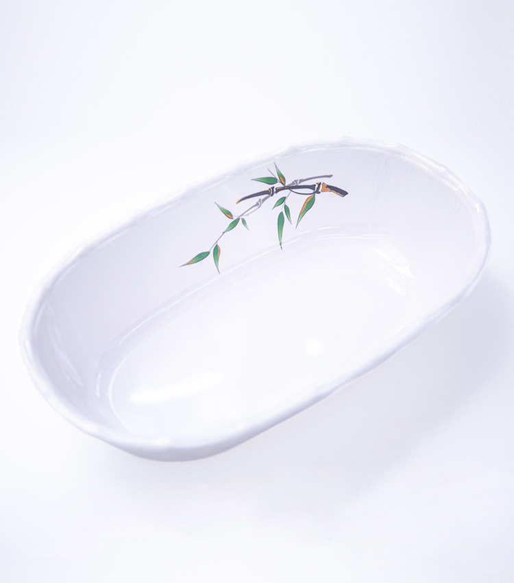 绿色植物图案椭圆形果盘干果摆放盘坚果分隔容器竹制餐具详情3