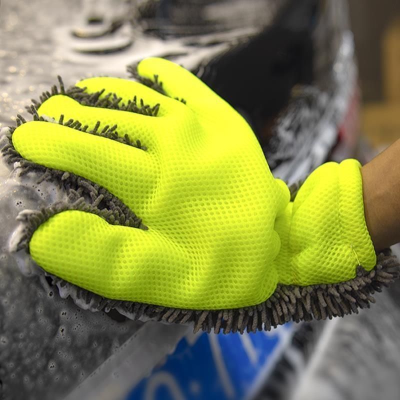 Chenier five-finger car wash gloves, sponge wheel hub cleaning, thickened plush car wash cloth, car beauty wipe pic 4