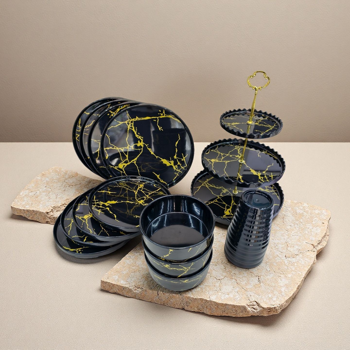 A 17-piece set of popular melamine tableware for foreign trade, including Western knives, forks, spoons and tea spoons, available for wholesale in supermarkets pic 2