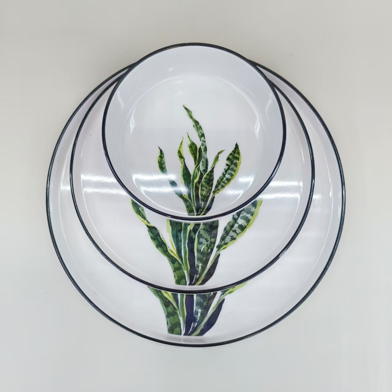 跨境厂家食品级密胺餐具亚马逊清仓现货防摔碗盘套装批发LOGO制作详情12