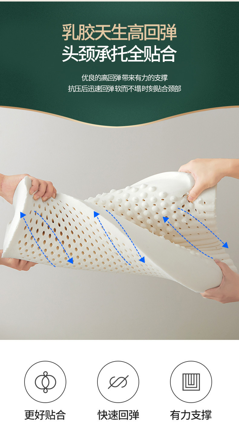 Natural latex pillow, adult neck support pillow, high and low particle massage pillow core gift pic 4