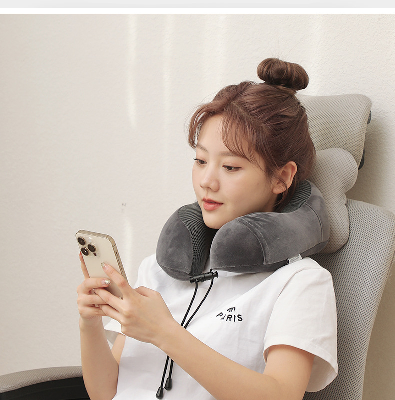 Memory foam U-shaped pillow, slow rebound nap neck pillow, portable travel airplane neck pillow for export pic 10
