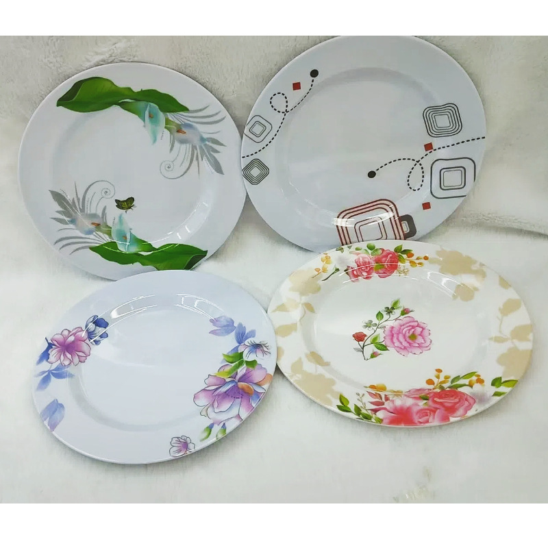 Wholesale of Nordic lucky printed melamine plates, creative and popular large-capacity home dining plates, fruit and baked meal plates pic 3