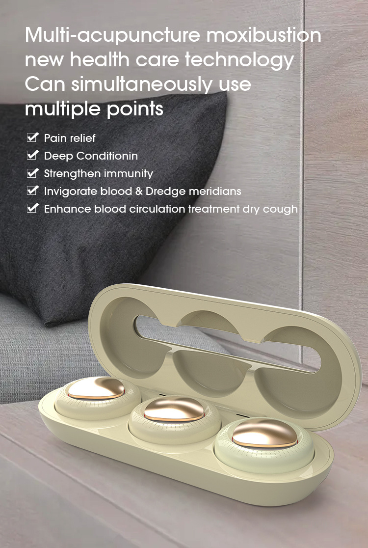 Smokeless moxibustion box Graphene home uterine cold three-compartment intelligent portable electronic mugwort fumigation instrument pic 8