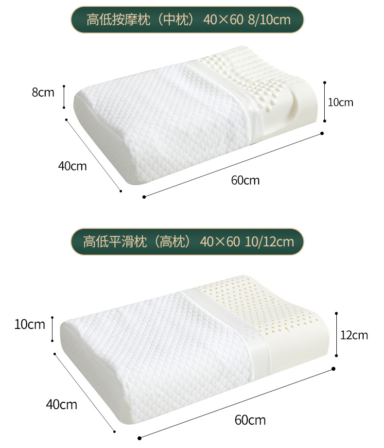 Natural latex pillow, adult neck support pillow, high and low particle massage pillow core gift pic 6