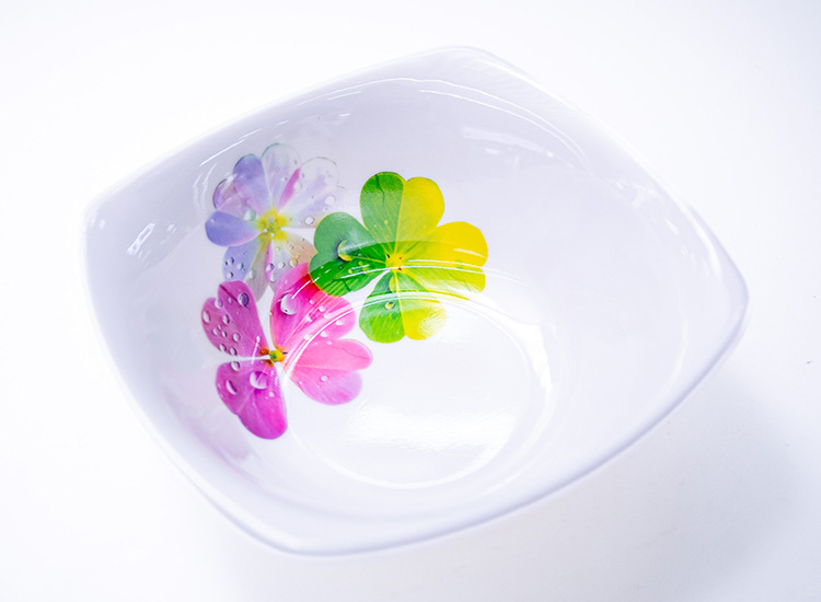 Melamine bowl 8910 inch color reverse edge filigted bowl Melamine Bowl 89 inch inner pattern printed bowl pic 3