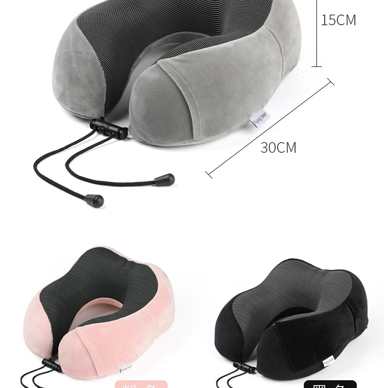 Memory foam U-shaped pillow, slow rebound nap neck pillow, portable travel airplane neck pillow for export pic 16