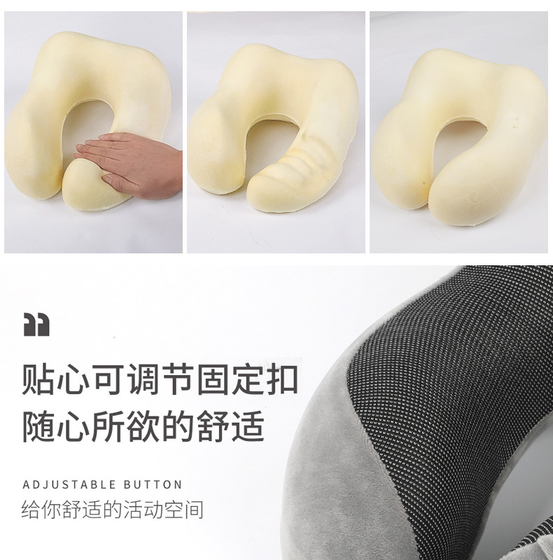 Memory foam U-shaped pillow, slow rebound nap neck pillow, portable travel airplane neck pillow for export pic 12