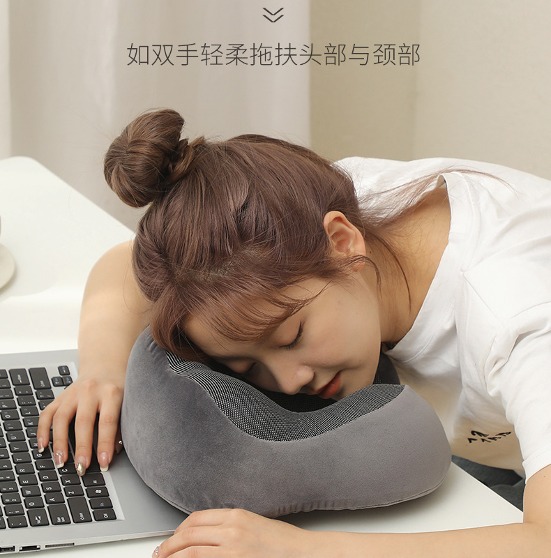 Memory foam U-shaped pillow, slow rebound nap neck pillow, portable travel airplane neck pillow for export pic 8